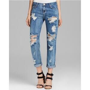 One Teaspoon Jeans Awesome Baggies Destroyed Medium Rise Tapered Roll Cuff 26